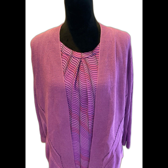 Worthington Sweater Blouse Set 2 Piece Plus Size XL Purple + Stretch Top Casual - Picture 2 of 11